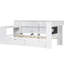 Lit plateforme simple en bois avec tête de lit tapissier confortable, tablettes de rangement, tiroirs, ports de charge, éclairage et bureau à DEL, fonction beige blanc de pin, table 7 couleurs et coussin