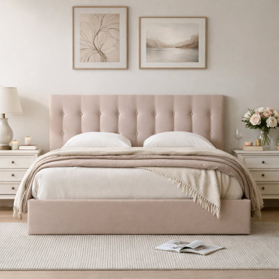 Lit plateforme tapissier avec rangement Arcadia