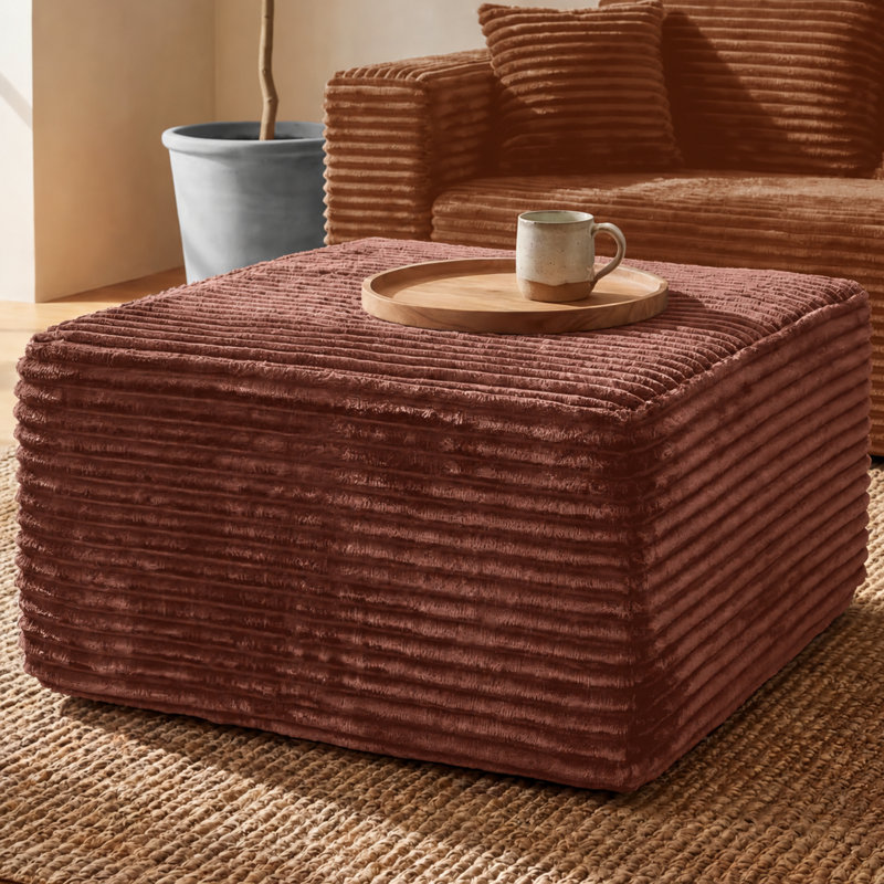  Repose-pieds modulaire à compression pour canapé modulaire, repose-pieds rembourré en flanelle moderne avec ressorts ensachés, pouf sans assemblage pour salon, brun