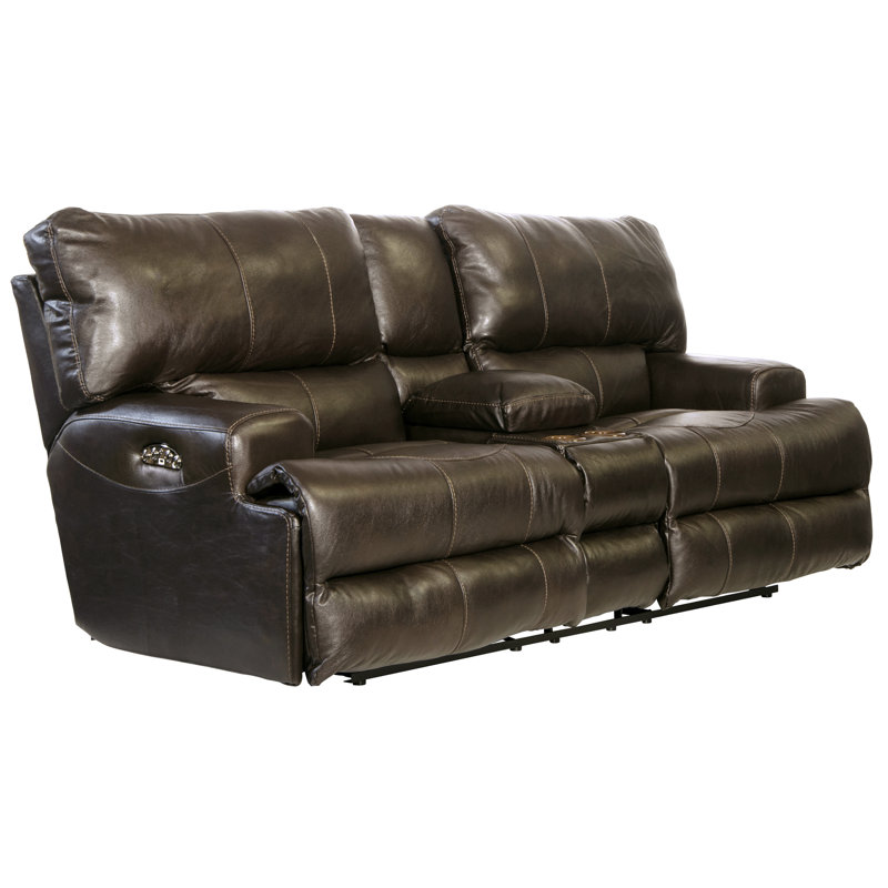 Anjuman 89" Leather Match Pillow Top Arm Reclining Loveseat, Steel Leather Match, No, Manual