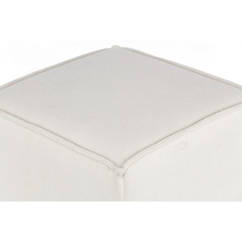 Eesha Upholstered Polyester Cube, White Polyester
