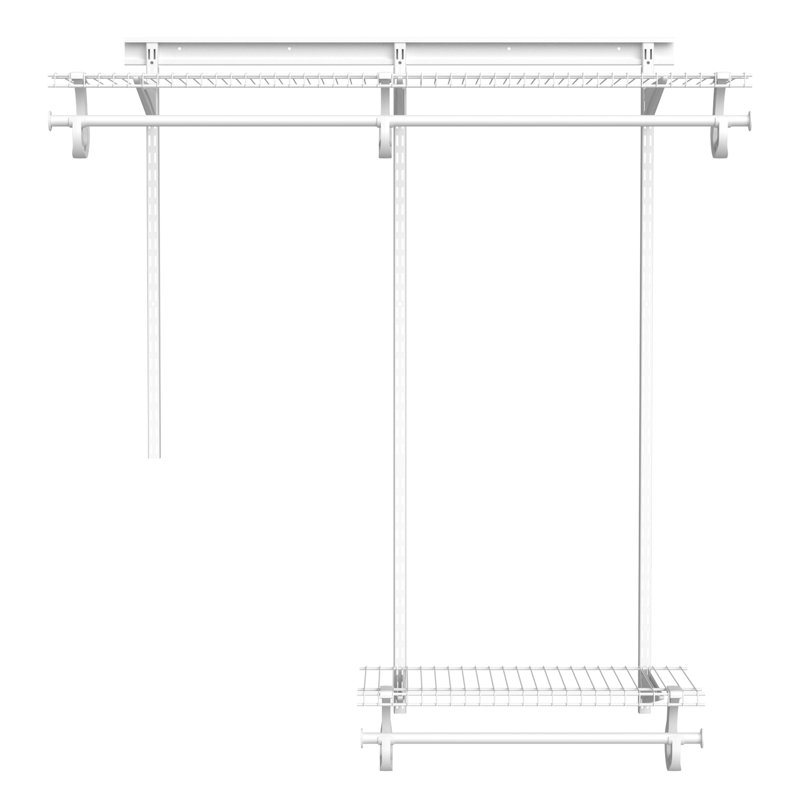 Adjustable ShelfTrack Wardrobe System and Clothes Rail Storage up to 1.2m Wide White Wire Heavy Duty Shelves With Closet Rails