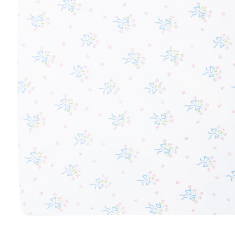 Drap pour lit de bébé Blue Bow Bouquet Pima