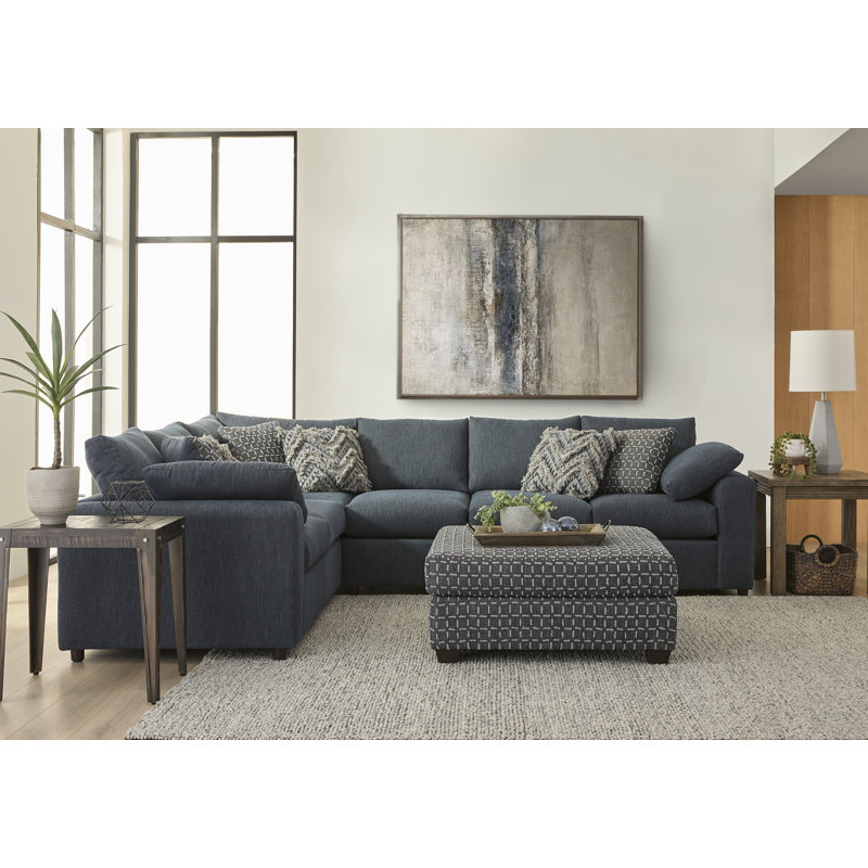 Canapé modulaire 2 pièces Hughes Furniture 24500, denim Lilou Hughes Furniture, Mélange de polyester denim Lilou
