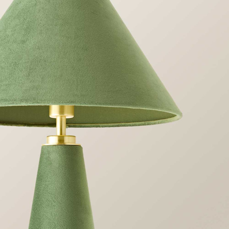 Tarran Green Velvet Conical Table Lamp