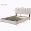 Ensemble de chambre à coucher 2 pièces, lit plateforme tapissier grand avec système de rangement hydraulique, repose-pieds avec pieds en métal, beige-2098524903