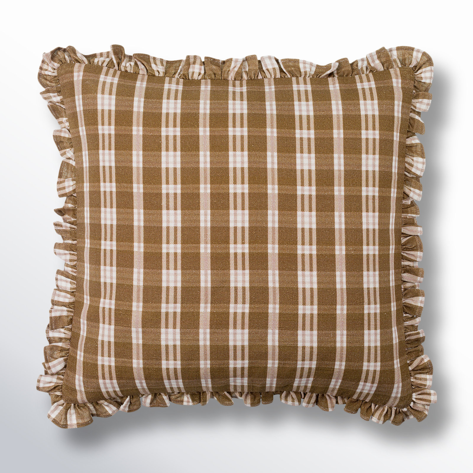 Zeppelin Cotton Pillow Cover, 18" x 18", Brown/Beige Plaid, Pillow Cover Only - No Insert