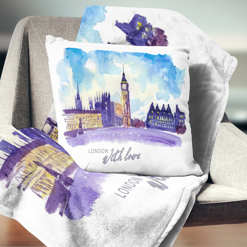 Coussin London London - Cityscape, 18 po x 18 po, Carré