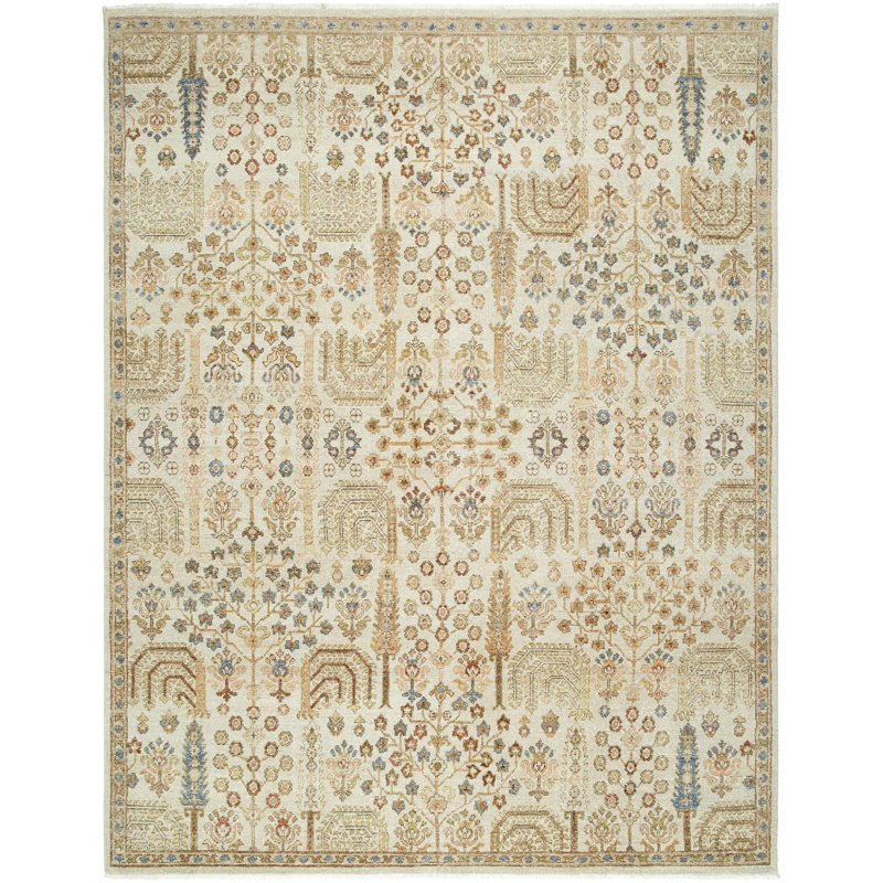 Amtul Hand Knotted Wool Abstract Indoor Rug, Rectangle 6' x 9'