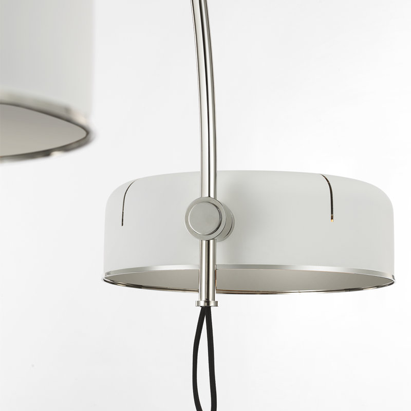Thomas O'Brien Oso 72" Linear Arched Pendant, 64" H x 54" W, White, Polished Nickel