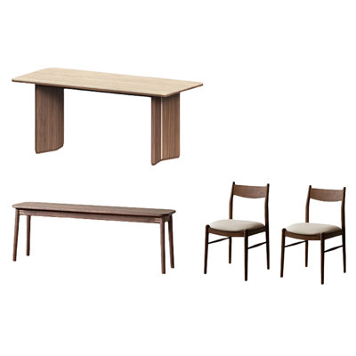 Retro thickened rock plate dining table bench sets