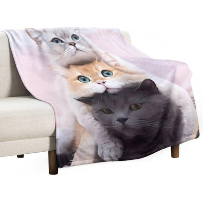 Cats Blanket for Home, Washable Throw Blanket for Travel, Lightweight Warm Blankets for Camping, Soft Bed Blankets for Women Men, Breathable Blankets 30"x40"
