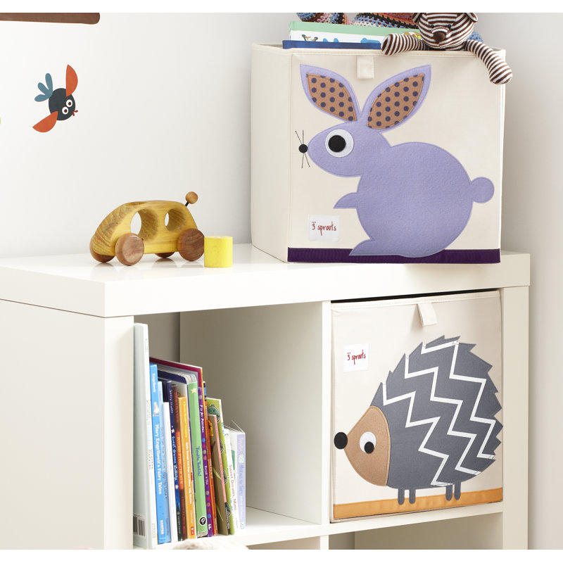 3 Sprouts ‑ cube de rangement pour bébé et enfants avec image de lapin