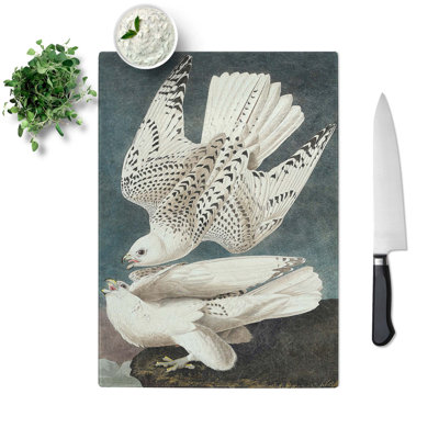 Tempered Glass Two Gyrfalcons by John James Audubon Chopping Board