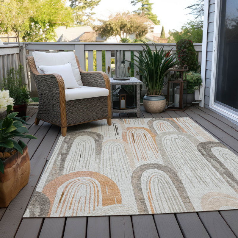 Tapis intérieur / extérieur ivoire Feylinne, 3 pi x 5 pi