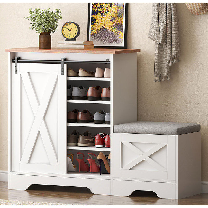 Armoire à chaussures, armoire à chaussures d'entrée de maison, armoire de rangement pour balcon d'entrée, étagère à chaussures de grande capacité, blanc