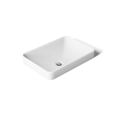 Vox® Vitreous China Rectangular Vessel Bathroom Sink with Overflow
