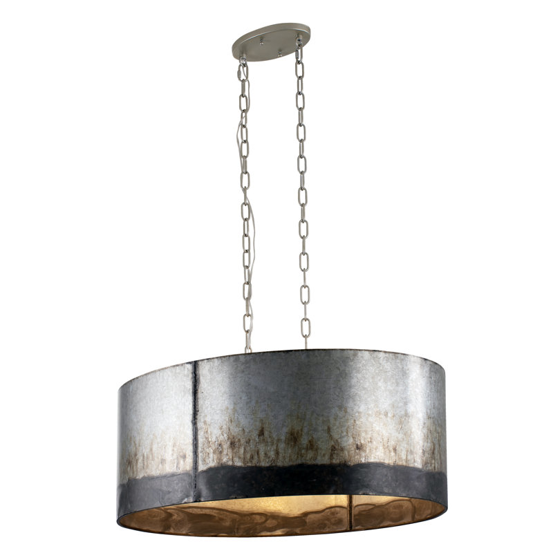 Luminaire suspendu ovale / linéaire 6 lumières Cannery, Silver, Ombre Galvanized