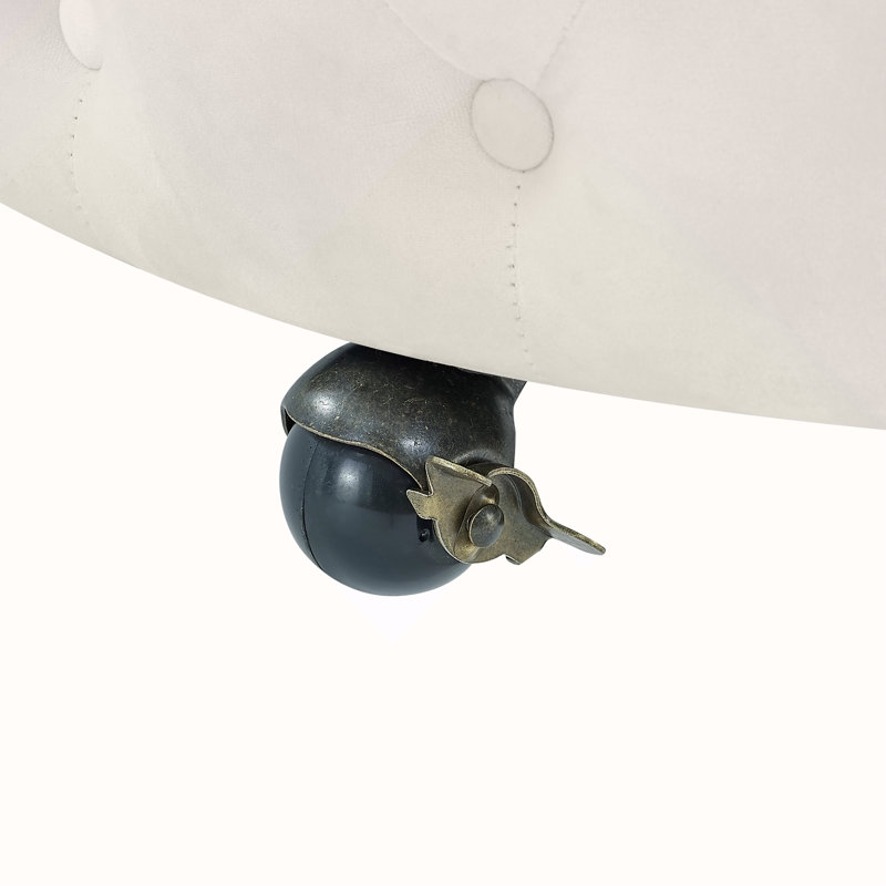Luxueux fauteuil pivotant rembourré en velours avec capitonnage à boutons et roues mobiles, comprenant 3 coussins pour un confort et un style ultimes