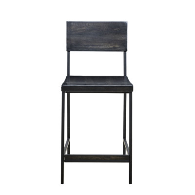Tabouret de comptoir 24 po, lien en métal / bois noir, sans coussin, capacité de poids de 300 lb, assemblage requis, tabouret de salle à manger agréable de 24 po, bois / métal, ajustement du coussin, exigé