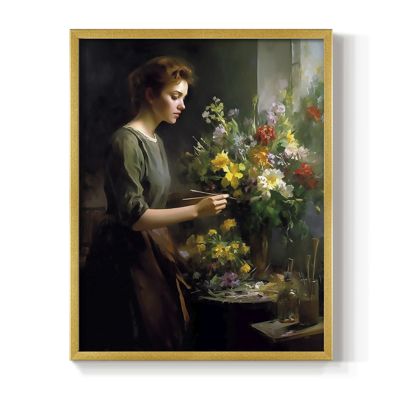 Reproduction encadrée WOMEN Series CDXLIX - bois massif, H 21 po x l 17 po, Doré