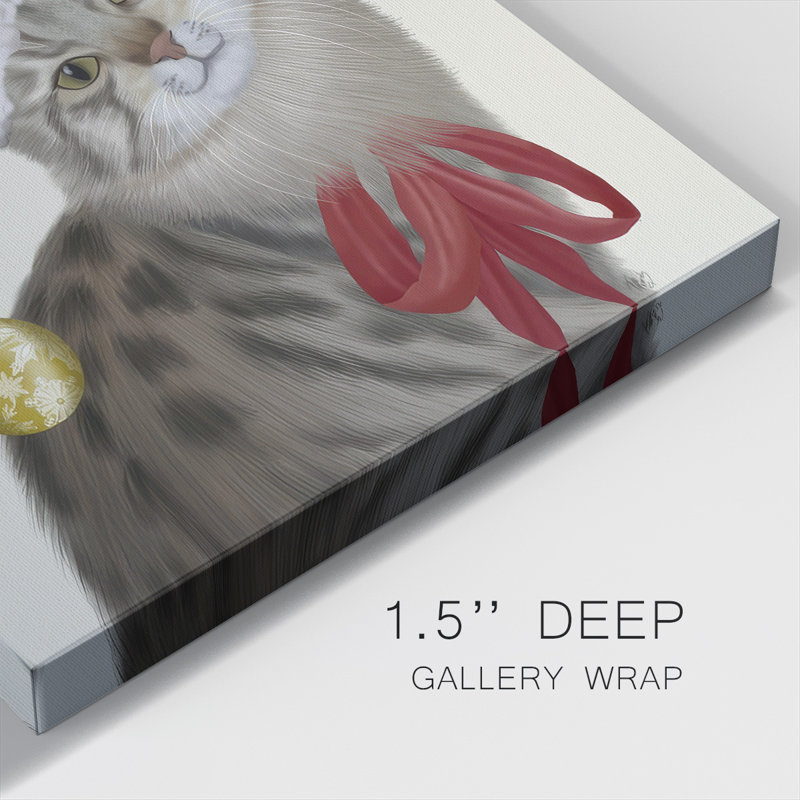 Joli chat avec un chapeau de Noël, H 24 po x l 24 po x P 1,5 po