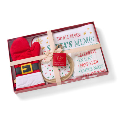 Ensemble-cadeau de cuisine de Noël 5 pièces Santas Coming