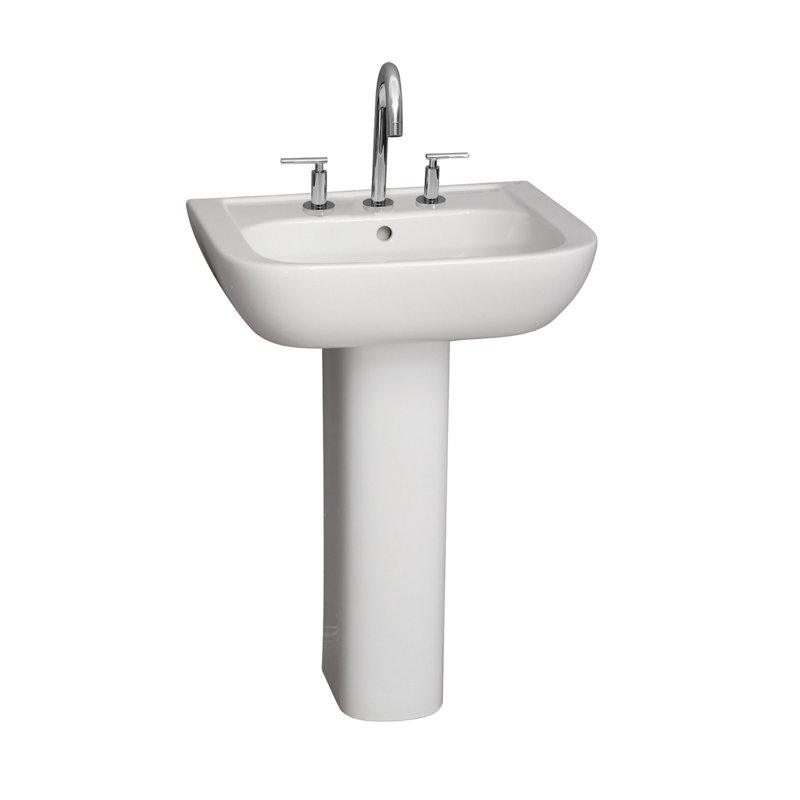 Barclay Caroline White Vitreous China Rectangular Bathroom Sink with Overflow, 31.37" H x 17.75" W x 14.62" L, 8" Centers