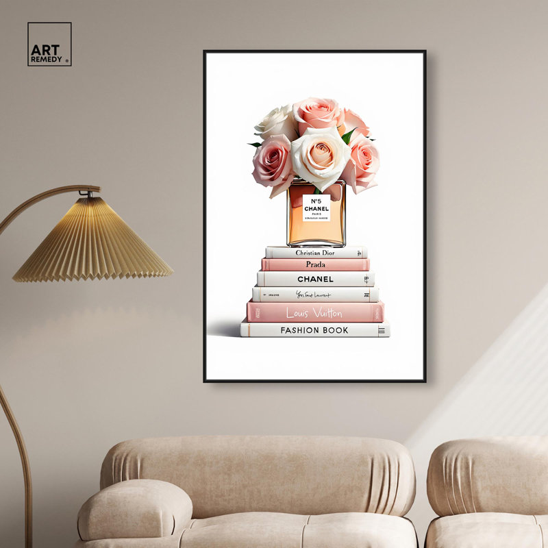 Rose Reads Rouge Canvas Trendy Fashion Print by , Encadrement argenté, H 16 po x l 11 po