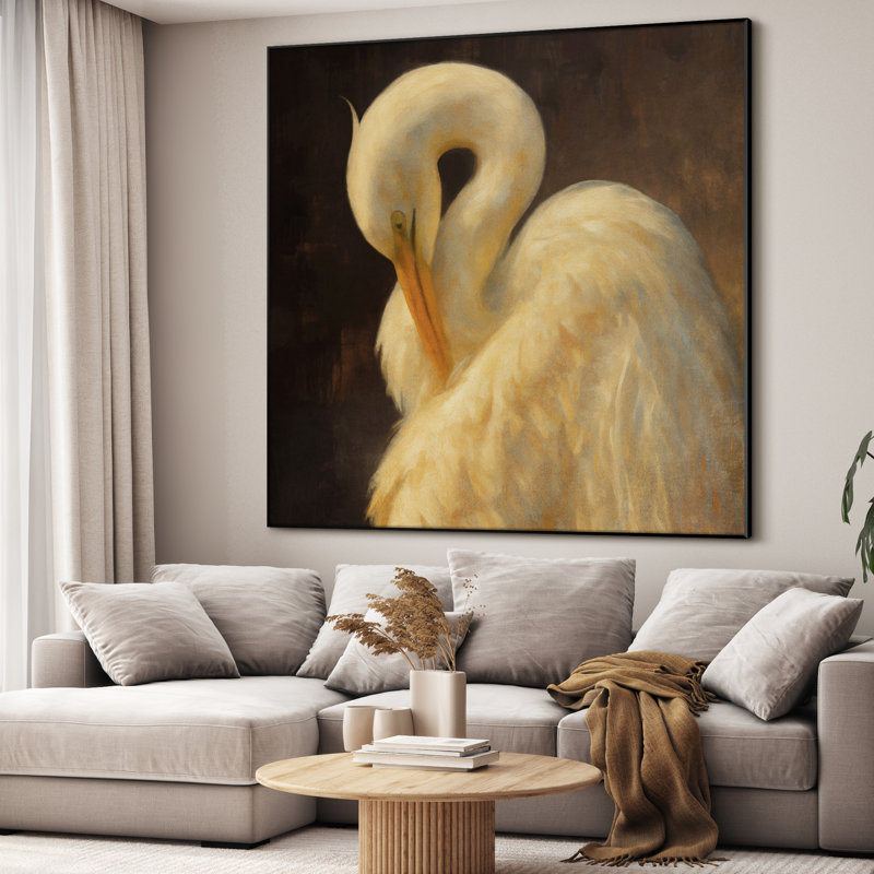 Très grande reproduction d'art sur toile - cygne blanc gracieux, oiseau élégant, faune, œuvre d'art, décor pour le salon ou la chambre à coucher