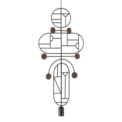 Luminaire suspendu géométrique unique à 1 lumière H 41,3 po à pois en bois