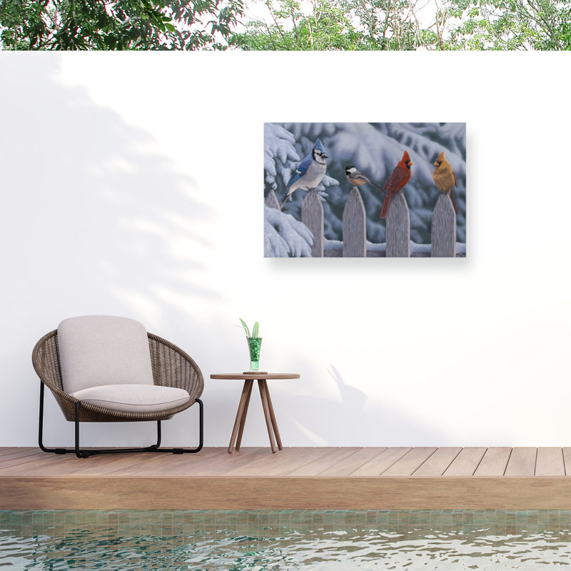 Toile d'extérieur Jeff Hoff Winter Birds, H 12 po x l 19 po