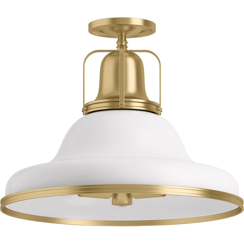 Hauksbee Semi-Flush Light, White Gold Trim