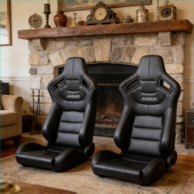 Fauteuil à billes de style course pour adultes, siège de jeu confortable | Noir | Vinyle