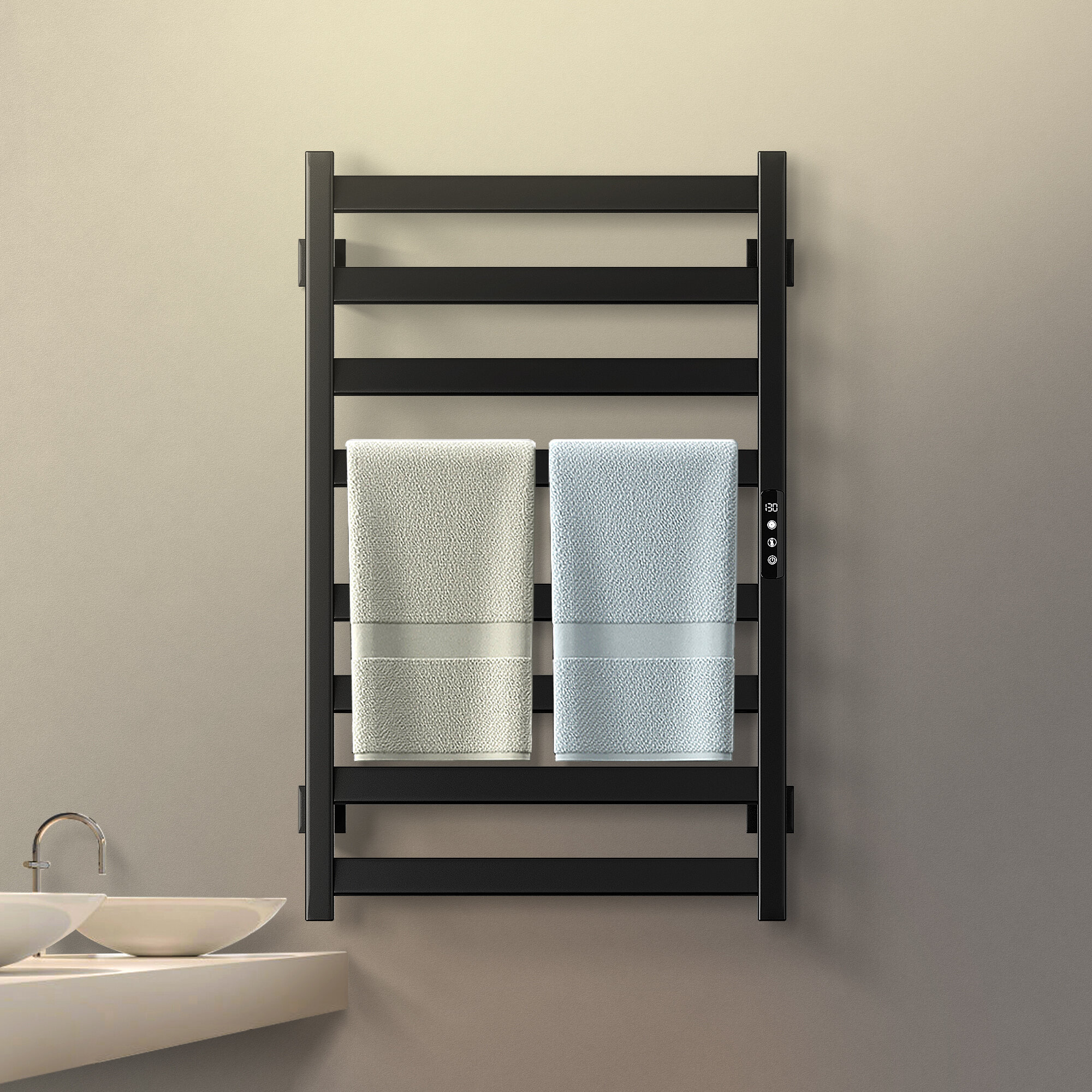 Paraheeter Wall Mounted Towel Warmer Rack for Bathrooms, Electric Heated  Towel Rack Heater, 12-Bars Stainless Steel Black.