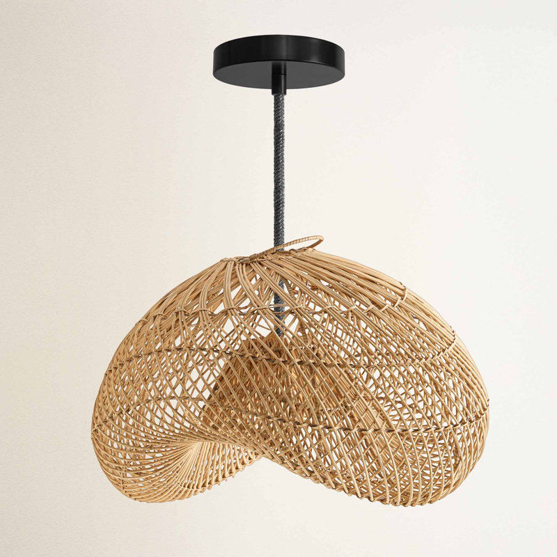 Sepherina Outdoor Rattan Pendant Light - Natural Large Sculptural 1-light Polished Handwoven Adjustable Light Fixture For Patio In Boho, Tropical & Coastal Style