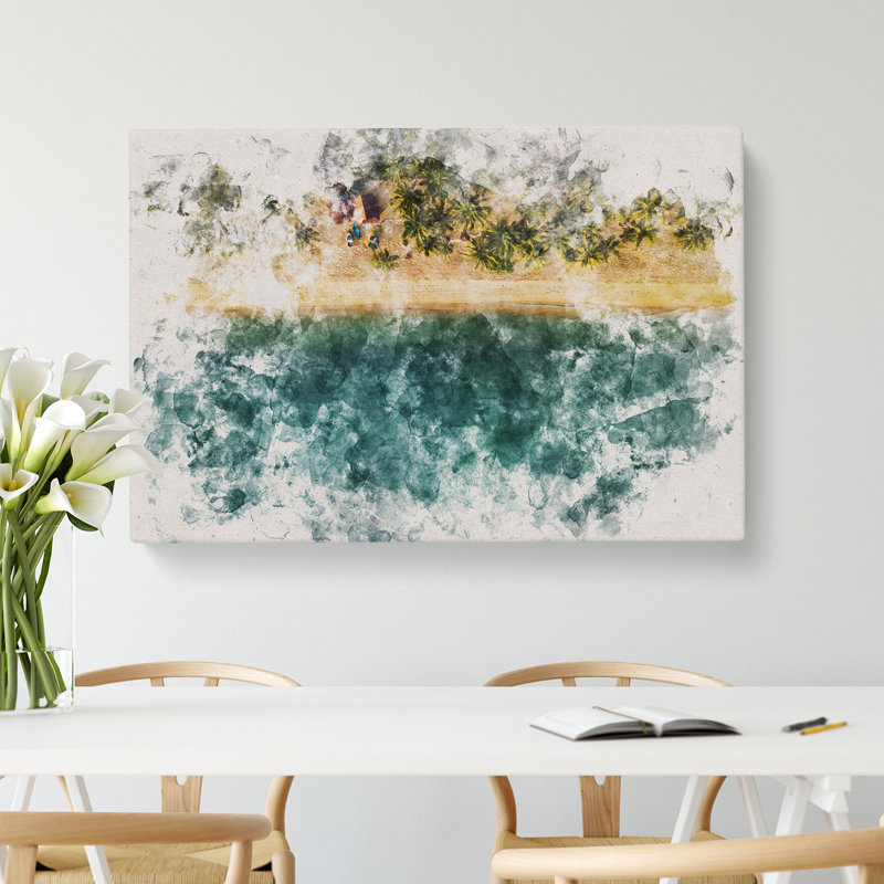 The Fishing Boat Watercolour - Wrapped Canvas Print, 35cm H x 50cm W x 3cm D