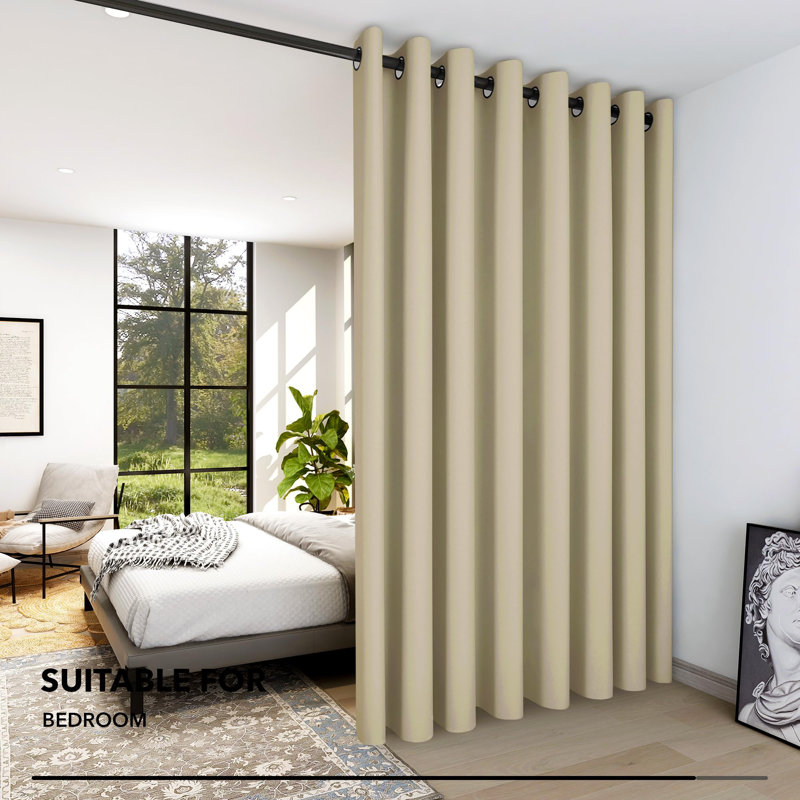 Penkridge Room Darkening Curtain Single Panel, 100" W x 108" L, Beige