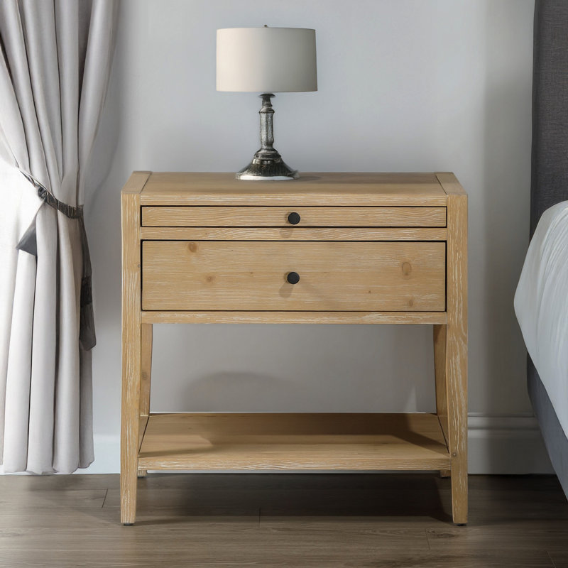 End Table, 1-Drawer Nightstand With Open Shelf