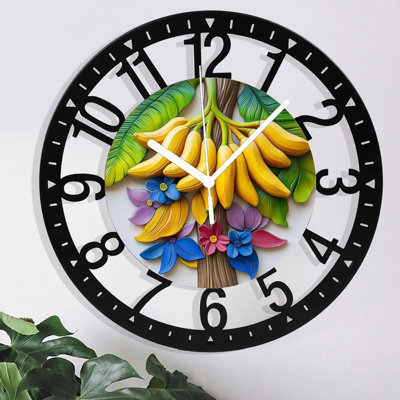 Horloge murale en métal pour le salon - Chemin forestier de 10 po bordé de pendules silencieuses, à piles et à horloge antique pour maison de campagne, chambre à coucher, cuisine - chiffres arabes
