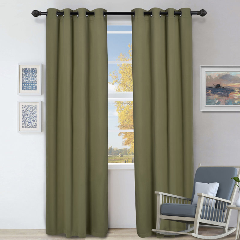 Paire de rideaux obscurcissant avec œillets Millendon, Vert olive, L 46 po x L 108 po