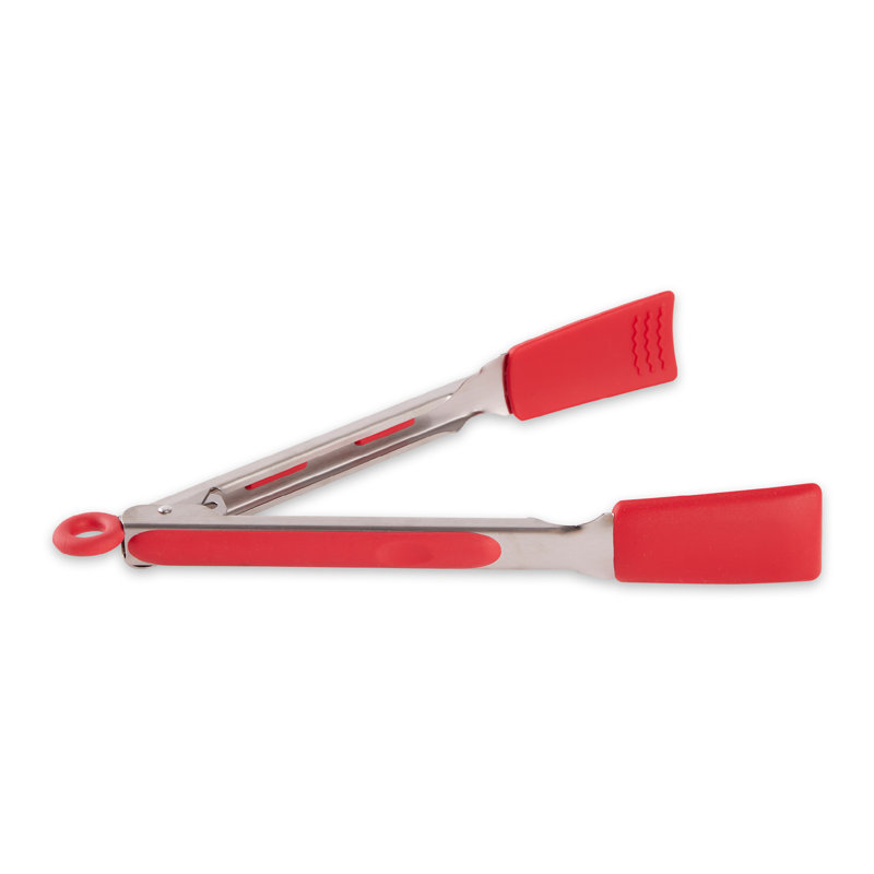 Pinces carrées en silicone - 9 po - Noir, Rouge