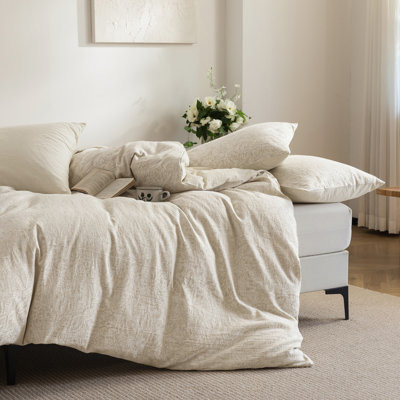 Cotton & Linen Jacquard Textured Duvet Cover Set