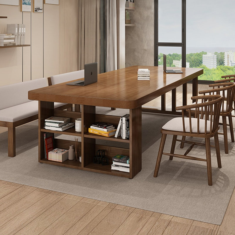 Bureau de direction rectangulaire en bois massif brun noisette, H 29,53 po x l 78,74 po x P 31,5 po