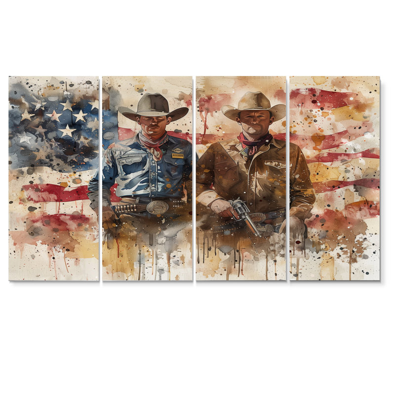 Marcquis - Cowboys, ensemble d'art mural sur toile, H 32 po x l 64 po