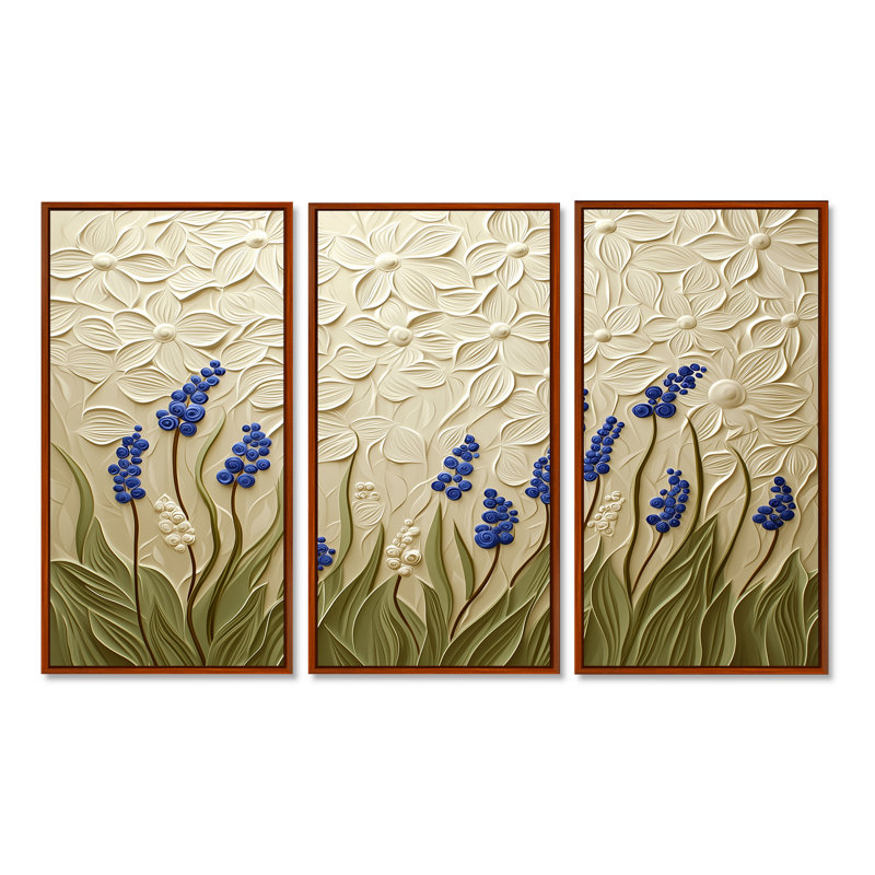 Adaleigh - ensemble d'art mural floral, H 28 po x l 36 po, Reproduction avec cadre flottant, Brun