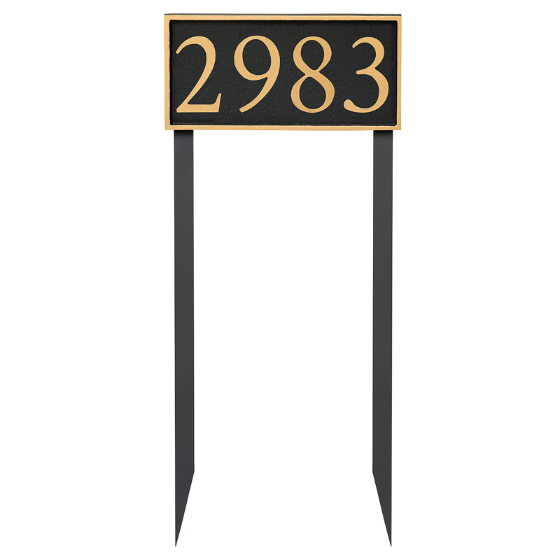 Washington 1-Line Lawn Address Sign, Black, Gold