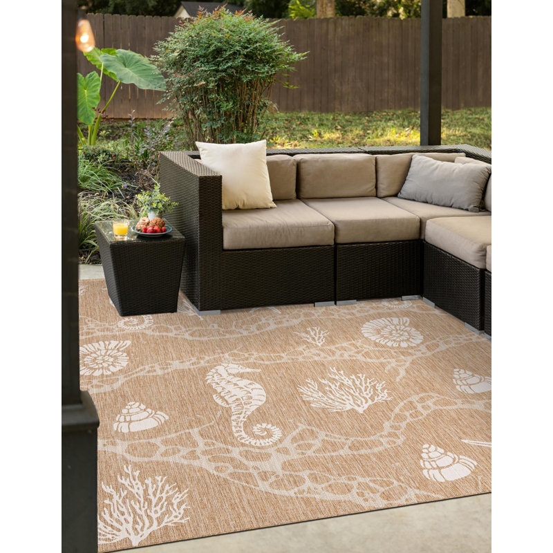 Tapis contemporain Aycan couleur taupe, Carré 7 pi 10 po