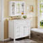 Ensemble de vanité de salle de bain de 91 cm avec lavabo en céramique et armoire à miroir de 89 cm