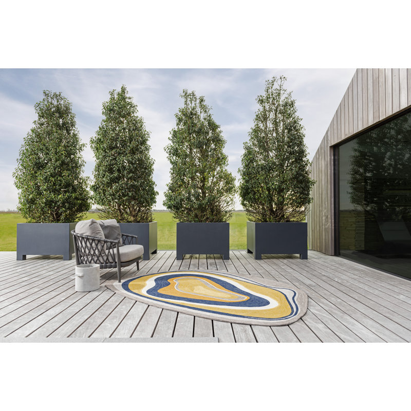 Geometric Area Rug, Oval 6'7" x 9'2"